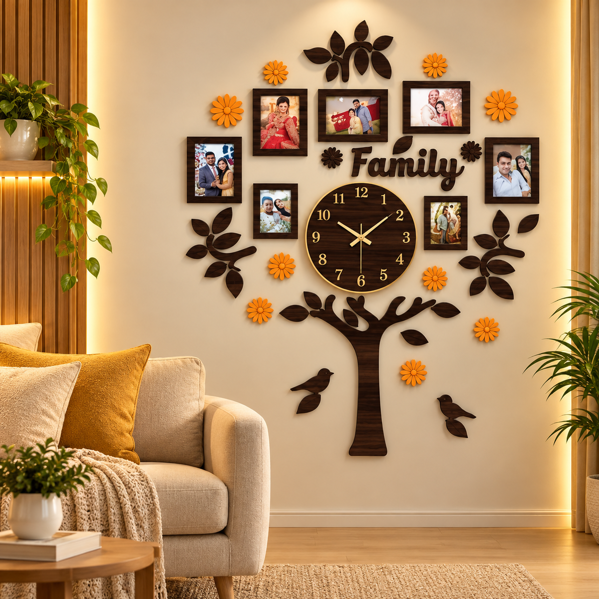 Family Tree Wall Clock – Elegant Home Decor | Decor Vibe Code-FF6