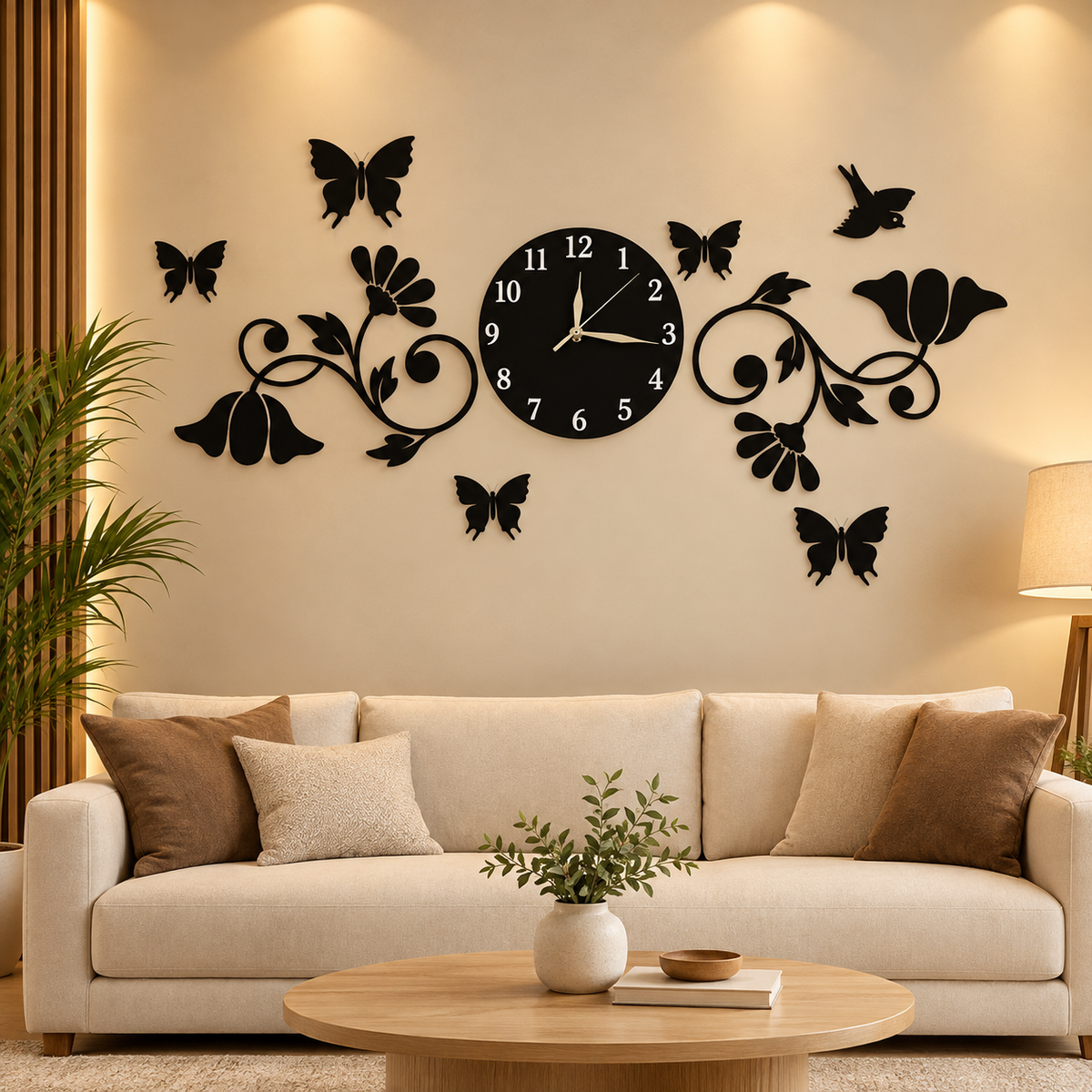Elegant Butterfly Wall Clock – Modern Living Room Decor | M16