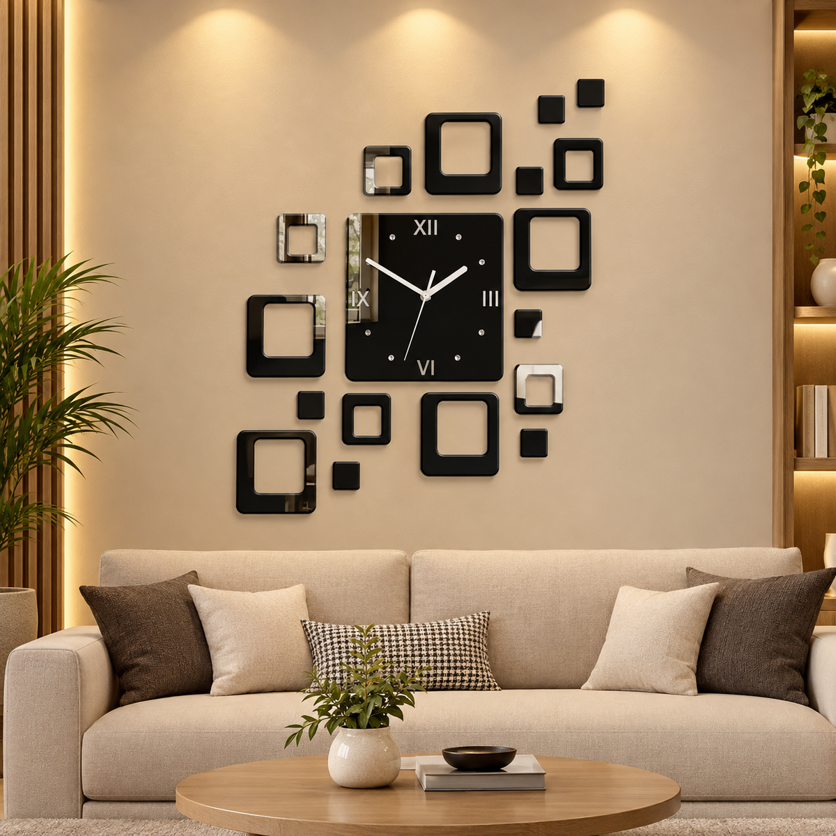 Modern Geometric Wall Clock – Stylish Living Room Decor | C09