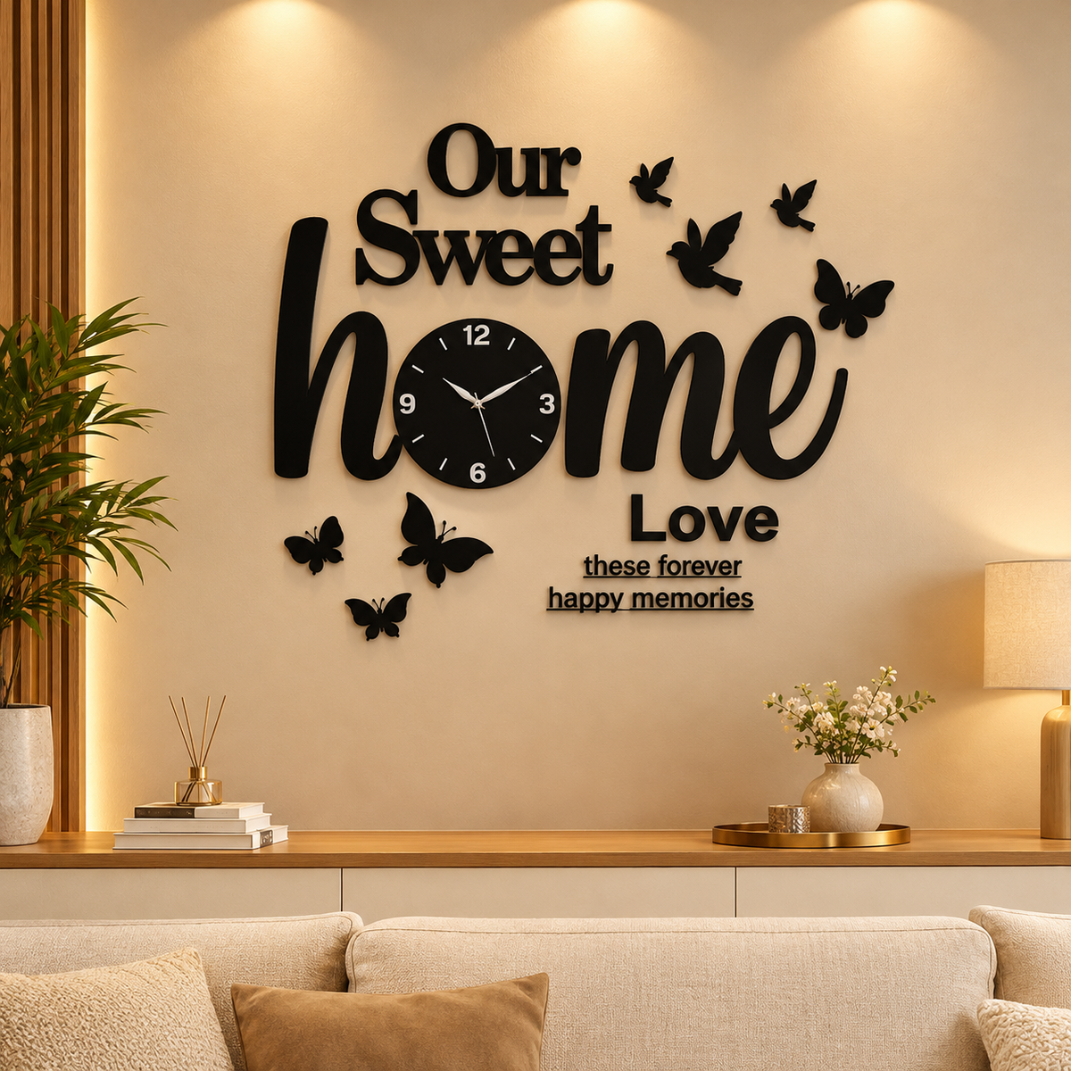 Our Sweet Home Wall Clock Decor – Stylish Family Home Accent | M14