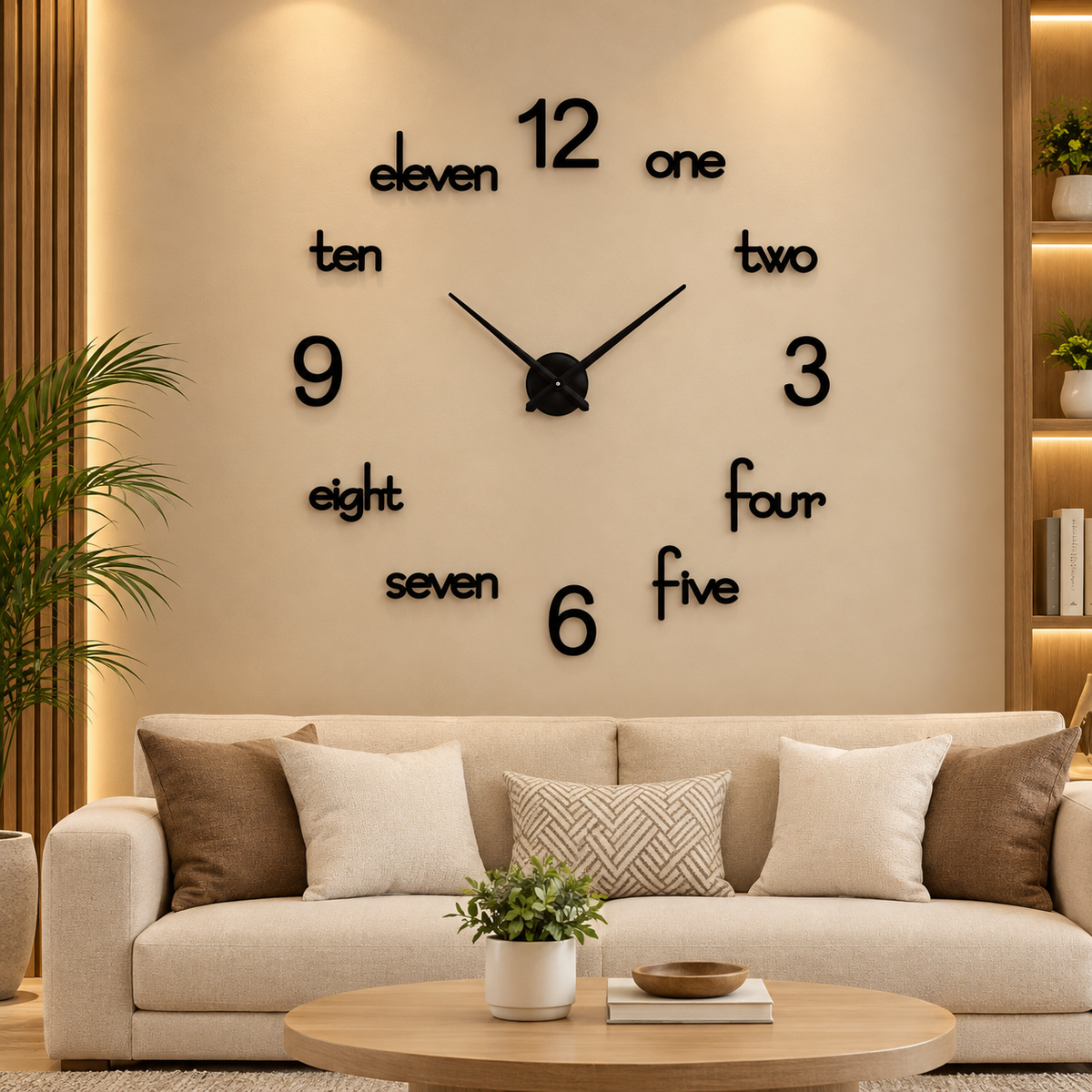 Warm Minimalist Living Room Clock – Modern Home Decor | D02
