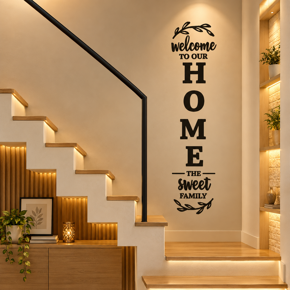 Warm Welcome Staircase Vignette – Elegant Home Decor | N02