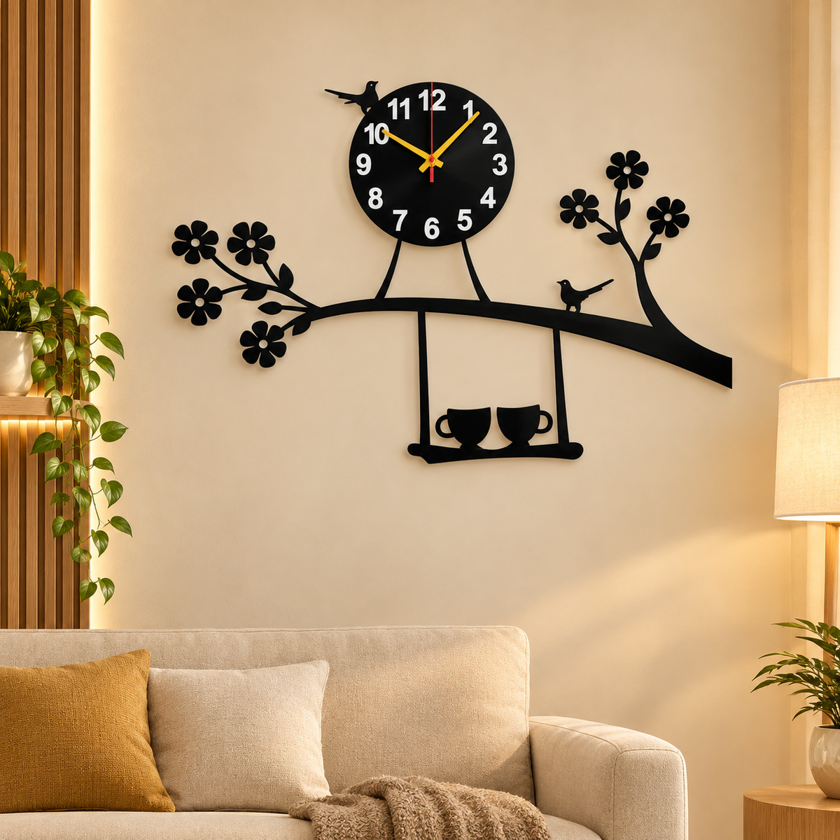 Whimsical Branch Wall Clock – Elegant Living Room Decor | C16
