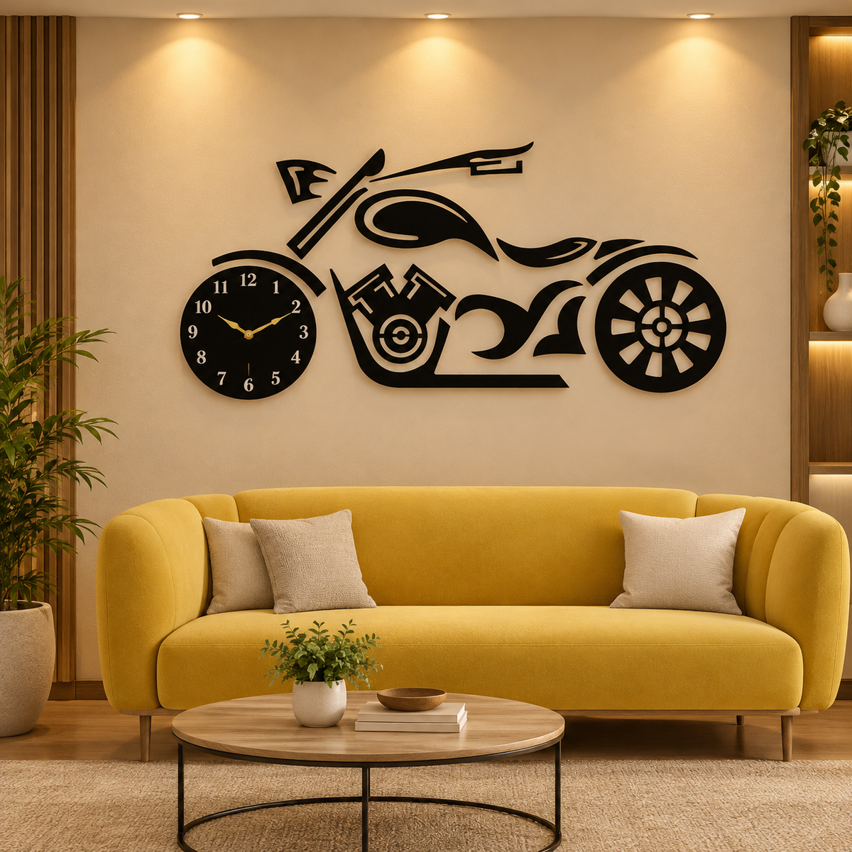 Cosy Living Room Motorcycle Wall Clock – Modern Home Decor | M20