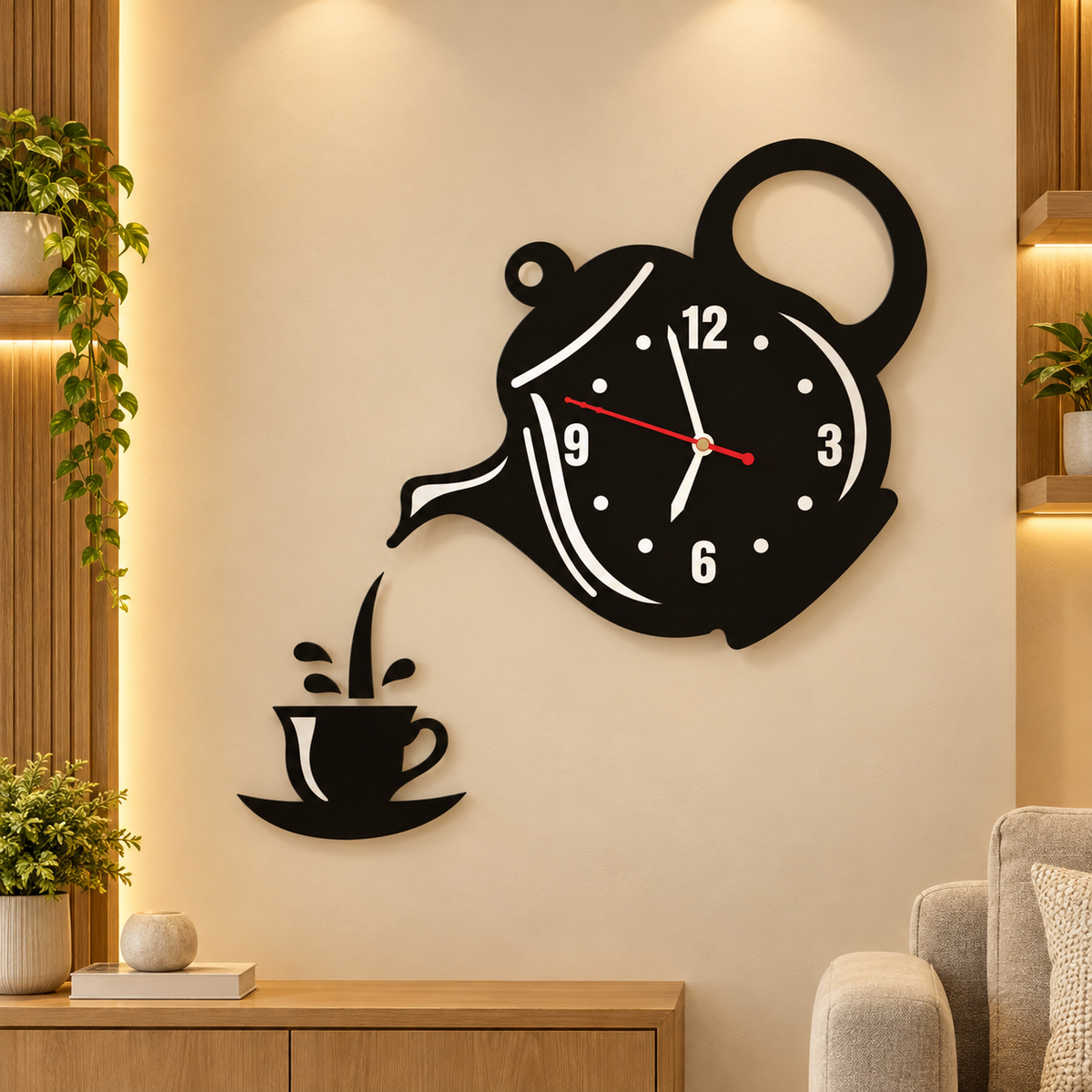 Modern Teapot Clock Wall Decor – Unique Kitchen & Home Decoration | ZS46