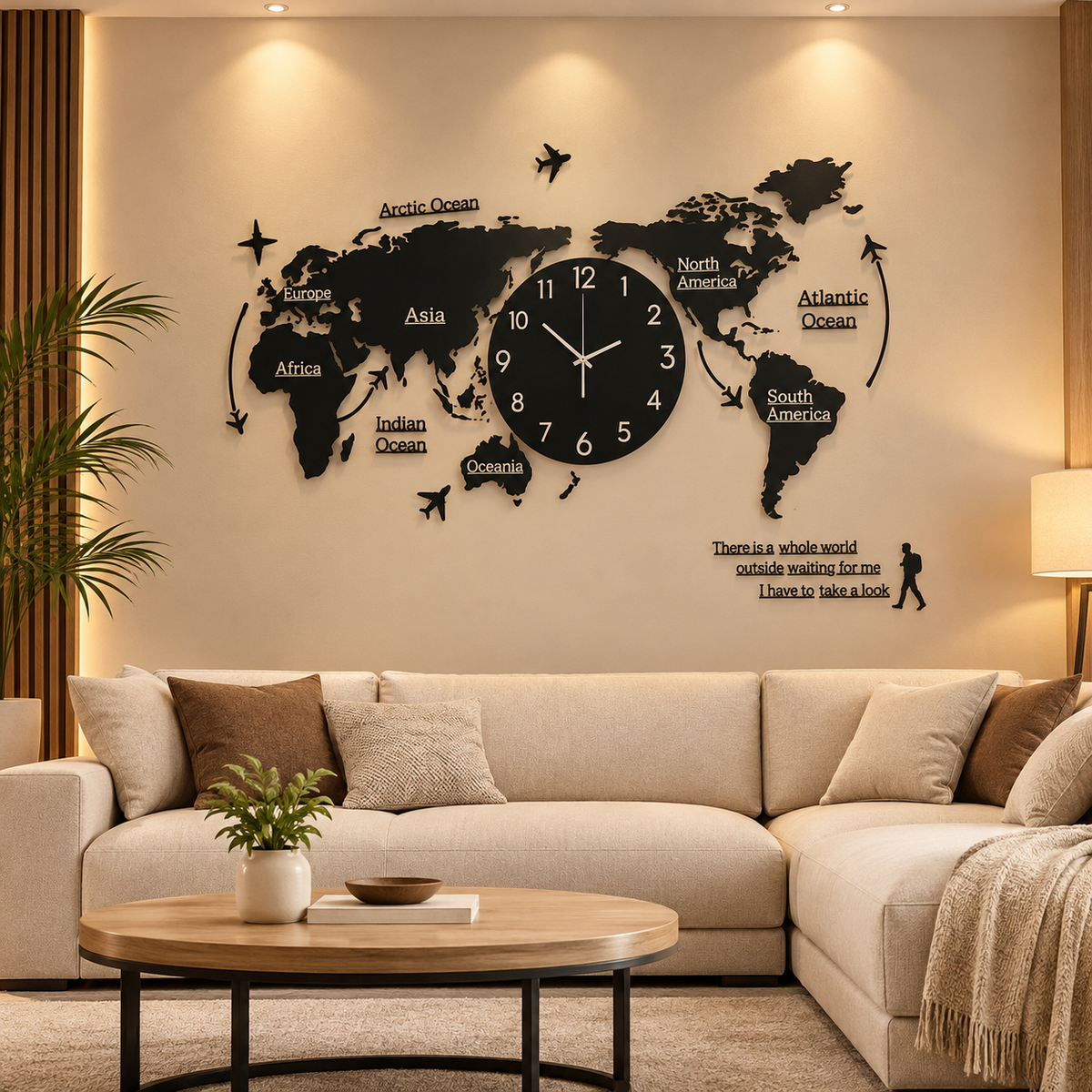 World Map Wall Clock – Modern Home Decor | Decor Vibe (Code: M17)