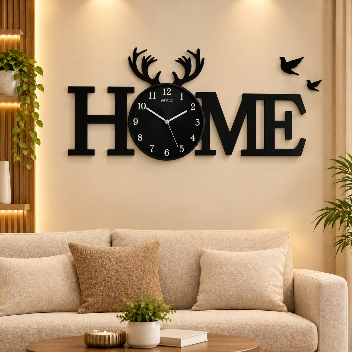 Warm Modern Living Room Clock Art – Stylish Home Decor | C15
